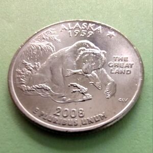 2008-P Alaska State Quarter Uncirculated From US Mint Roll. Item #5060